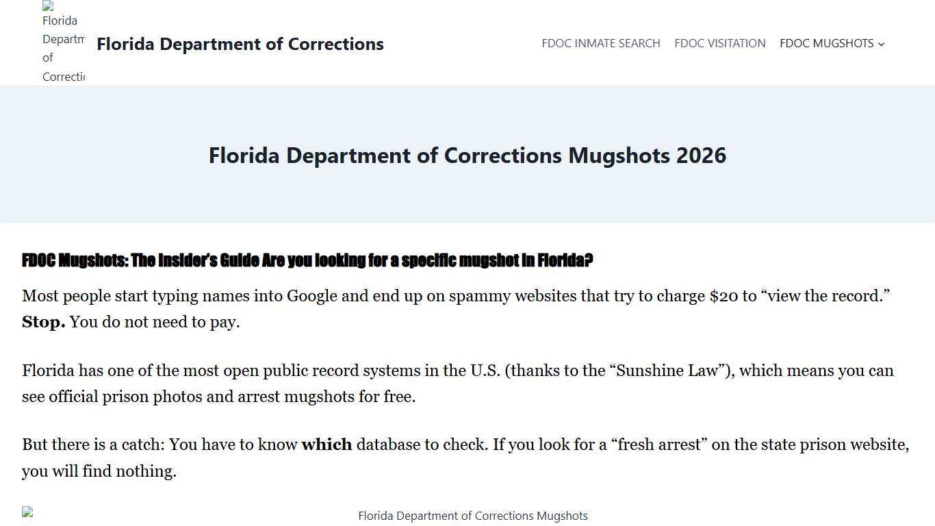 Florida Department of Corrections Mugshots 2026